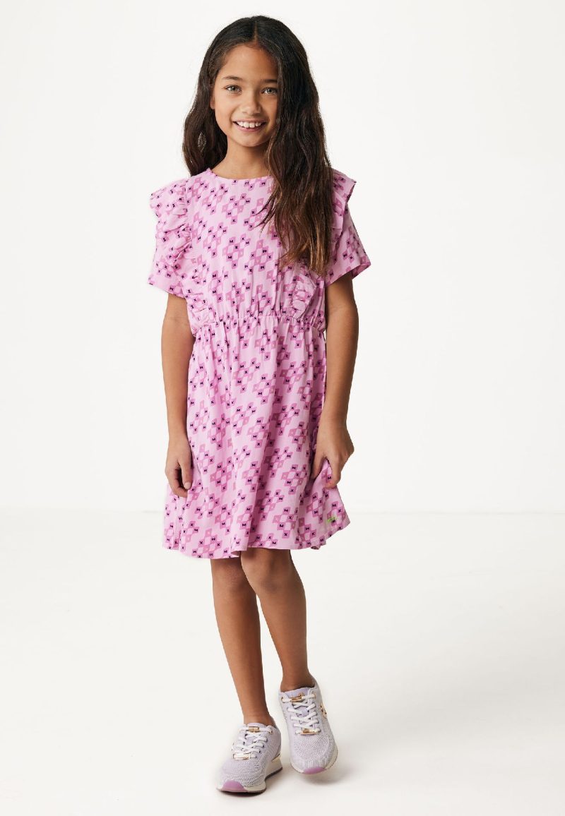 Printed dress with ruffles